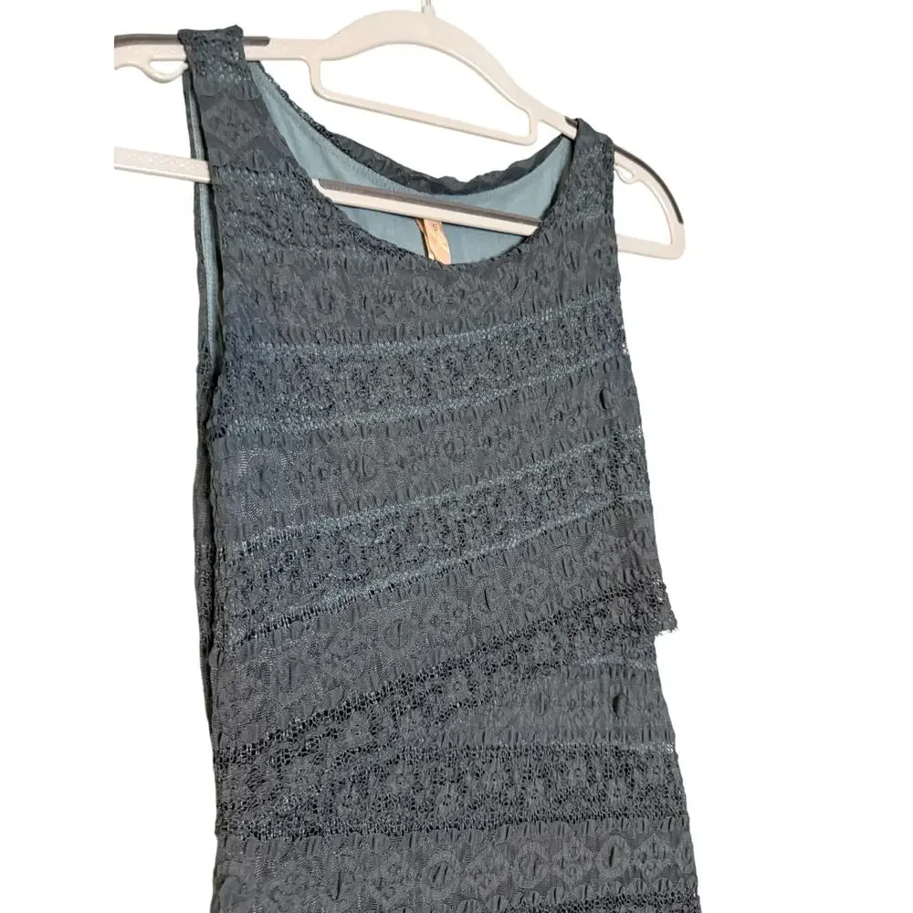Bailey 44 blue tiered Bodycon‎ sleeves lace dress